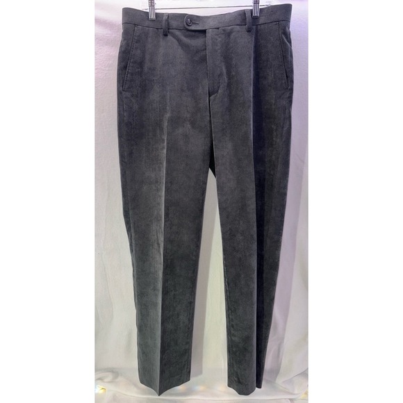 Alan Flusser Classic Straight Leg Dress Pant Slacks Mens 36x32 Dark Gray - Picture 1 of 12
